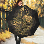 Golden Spiritual Koi Carp Print Foldable Umbrella