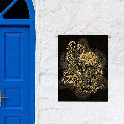 Golden Spiritual Koi Carp Print Garden Flag
