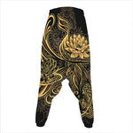 Golden Spiritual Koi Carp Print Hammer Pants