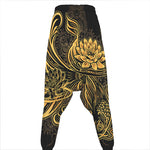 Golden Spiritual Koi Carp Print Hammer Pants