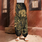 Golden Spiritual Koi Carp Print Harem Pants