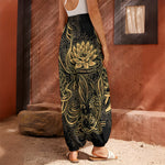 Golden Spiritual Koi Carp Print Harem Pants