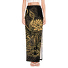 Golden Spiritual Koi Carp Print High Slit Maxi Skirt