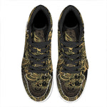 Golden Spiritual Koi Carp Print High Top Leather Sneakers
