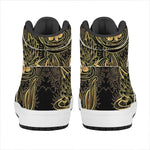 Golden Spiritual Koi Carp Print High Top Leather Sneakers