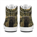 Golden Spiritual Koi Carp Print High Top Leather Sneakers
