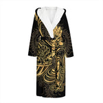 Golden Spiritual Koi Carp Print Hooded Bathrobe