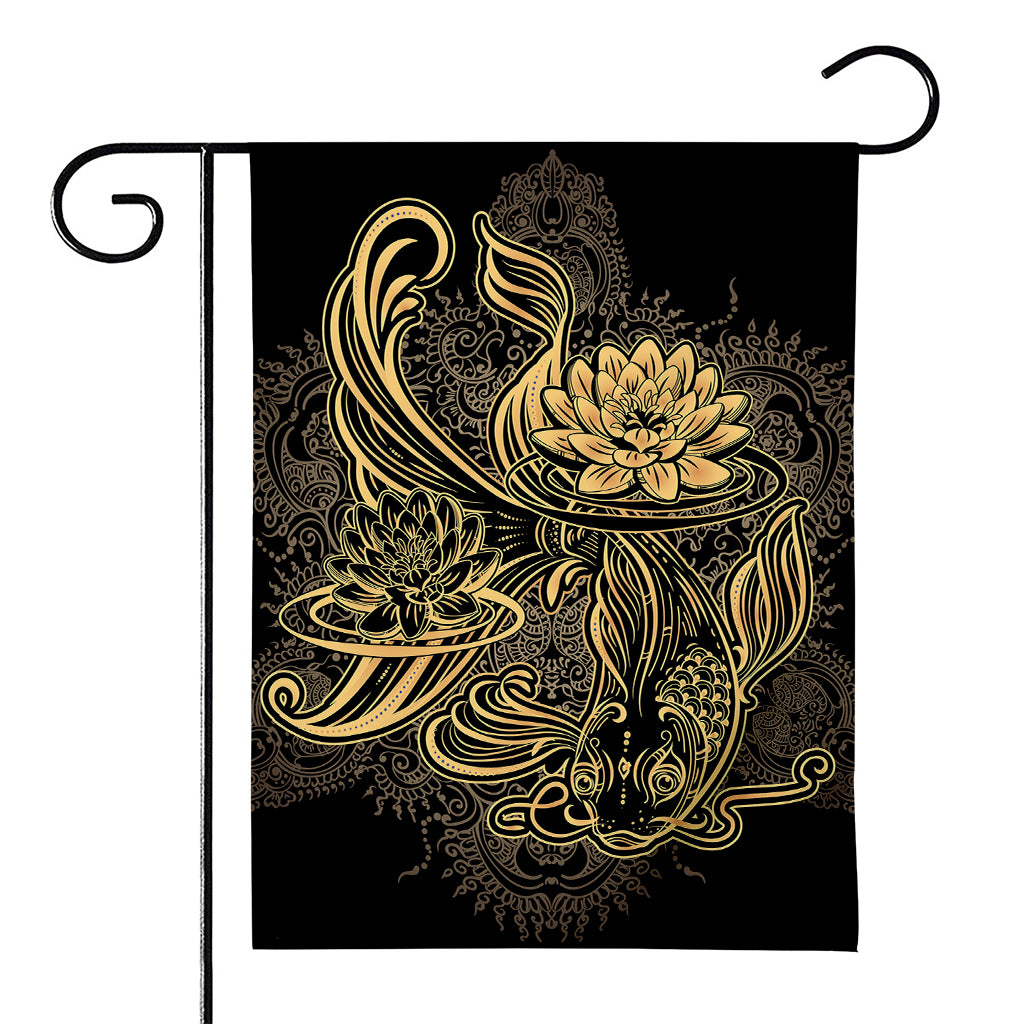 Golden Spiritual Koi Carp Print House Flag