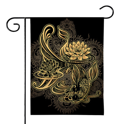 Golden Spiritual Koi Carp Print House Flag