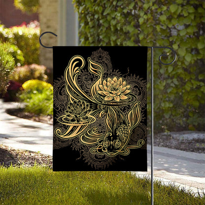 Golden Spiritual Koi Carp Print House Flag