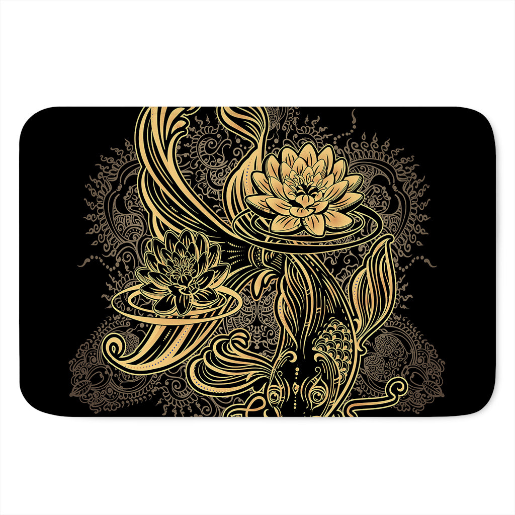 Golden Spiritual Koi Carp Print Indoor Door Mat