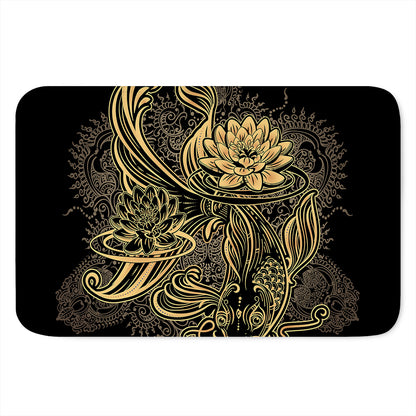 Golden Spiritual Koi Carp Print Indoor Door Mat