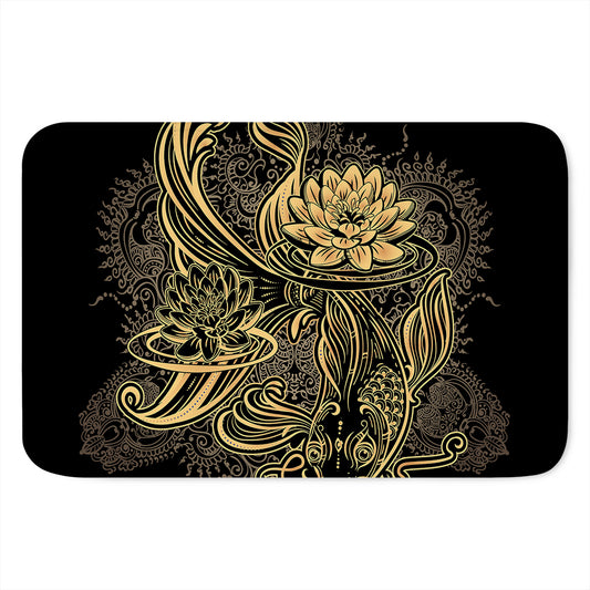 Golden Spiritual Koi Carp Print Indoor Door Mat