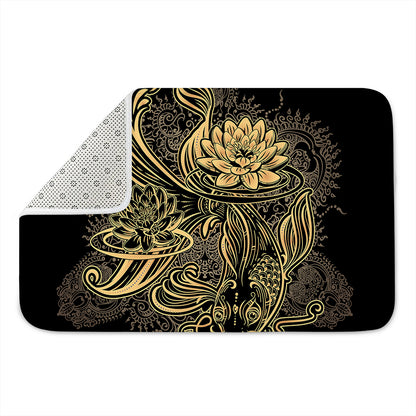 Golden Spiritual Koi Carp Print Indoor Door Mat