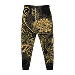 Golden Spiritual Koi Carp Print Jogger Pants