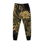 Golden Spiritual Koi Carp Print Jogger Pants