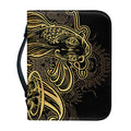 Golden Spiritual Koi Carp Print Leather Bible Cover