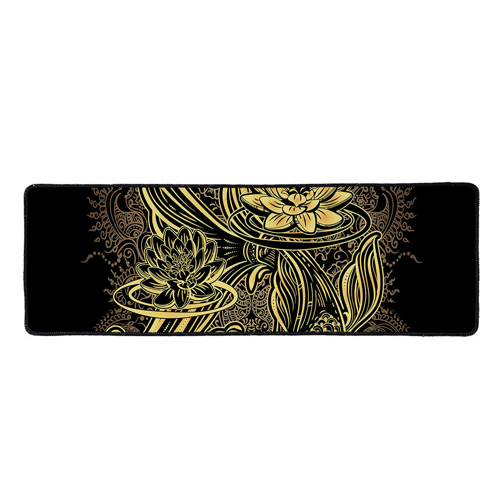 Golden Spiritual Koi Carp Print Long Kitchen Mat