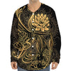 Golden Spiritual Koi Carp Print Long Sleeve Baseball Jersey