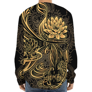 Golden Spiritual Koi Carp Print Long Sleeve Baseball Jersey