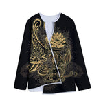 Golden Spiritual Koi Carp Print Long Sleeve Short Coat