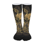 Golden Spiritual Koi Carp Print Long Socks