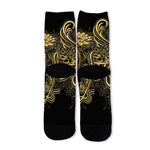 Golden Spiritual Koi Carp Print Long Socks