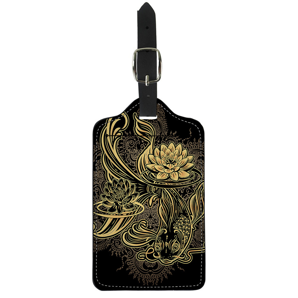Golden Spiritual Koi Carp Print Luggage Tag