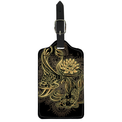 Golden Spiritual Koi Carp Print Luggage Tag