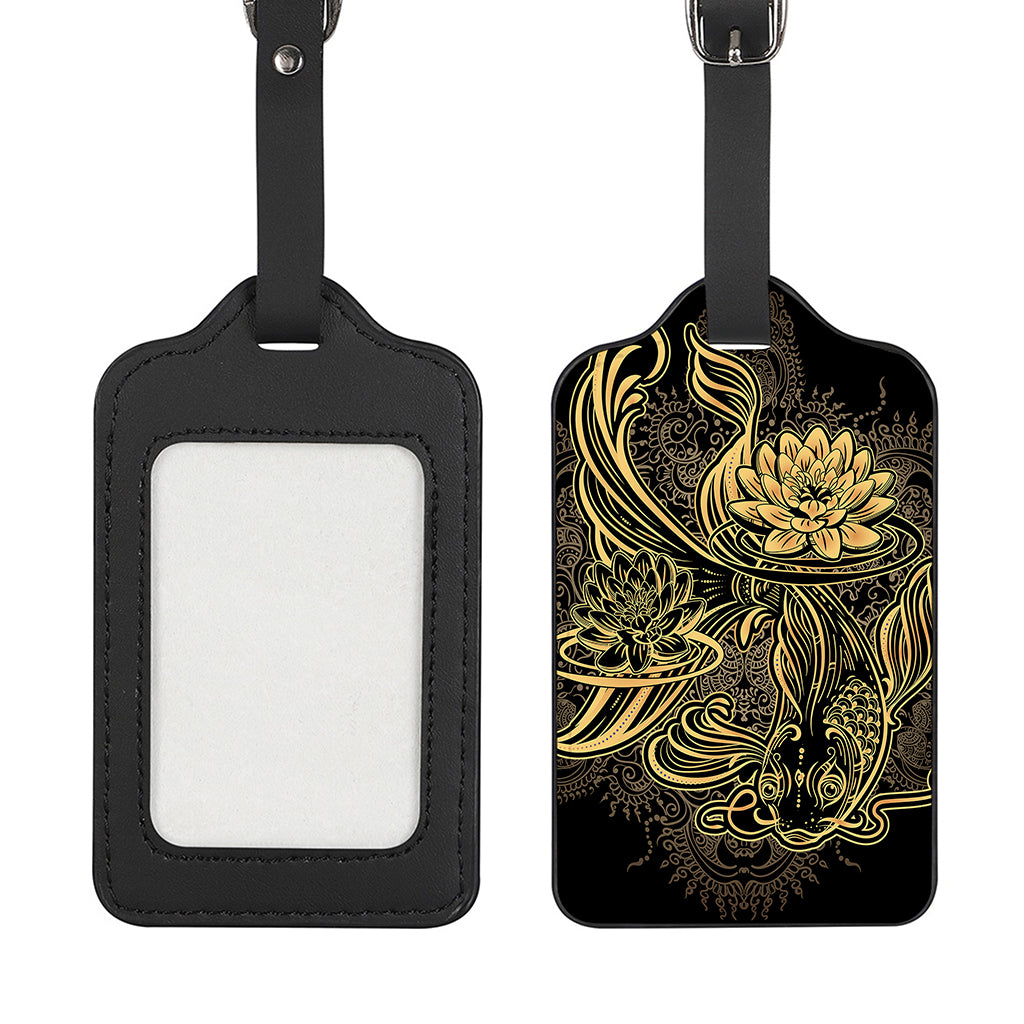 Golden Spiritual Koi Carp Print Luggage Tag