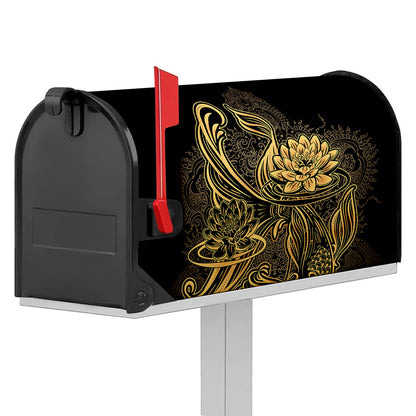 Golden Spiritual Koi Carp Print Mailbox Cover