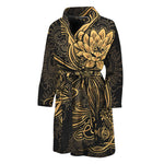 Golden Spiritual Koi Carp Print Men's Bathrobe