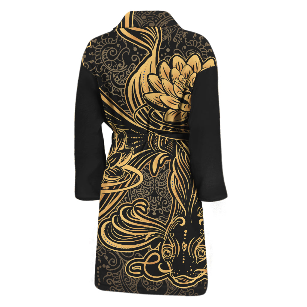 Golden Spiritual Koi Carp Print Men's Bathrobe