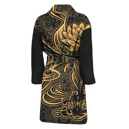 Golden Spiritual Koi Carp Print Men's Bathrobe