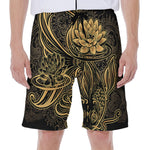 Golden Spiritual Koi Carp Print Men's Beach Shorts