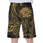 Golden Spiritual Koi Carp Print Men's Beach Shorts