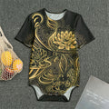 Golden Spiritual Koi Carp Print Men's Bodysuit