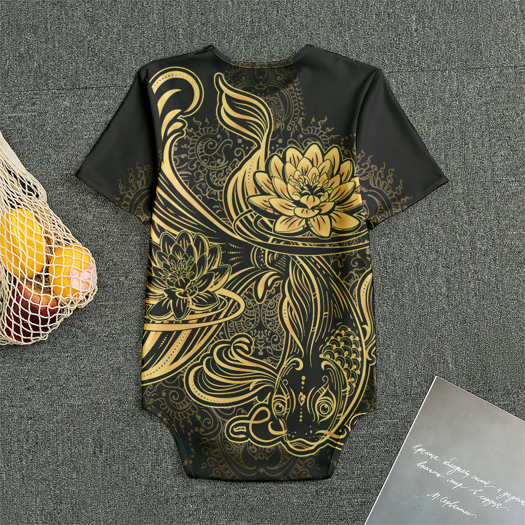 Golden Spiritual Koi Carp Print Men's Bodysuit