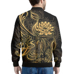 Golden Spiritual Koi Carp Print Men's Bomber Jacket