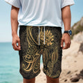 Golden Spiritual Koi Carp Print Men's Cargo Shorts