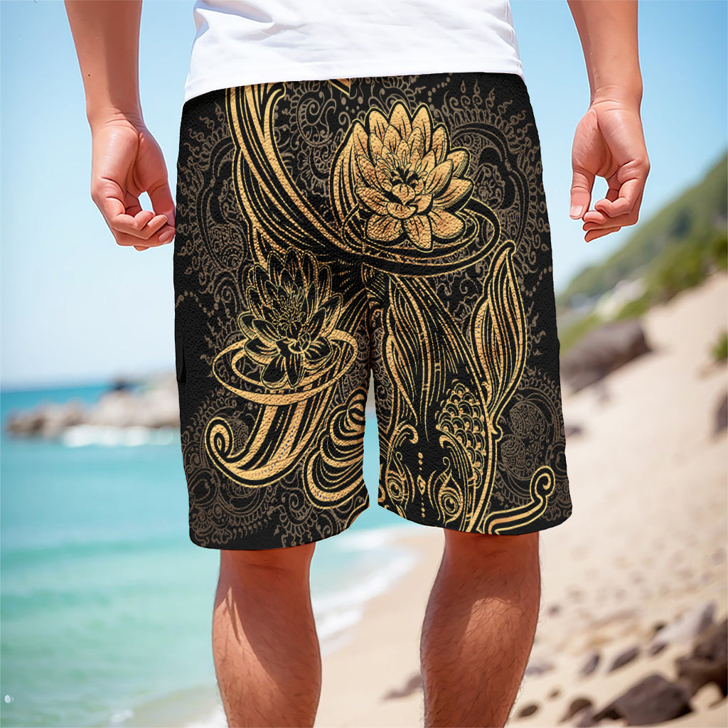 Golden Spiritual Koi Carp Print Men's Cargo Shorts