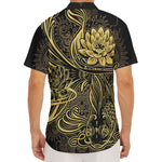 Golden Spiritual Koi Carp Print Men's Deep V-Neck Shirt