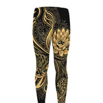 Golden Spiritual Koi Carp Print Men's leggings