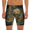 Golden Spiritual Koi Carp Print Men's Long Boxer Briefs