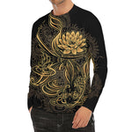 Golden Spiritual Koi Carp Print Men's Long Sleeve Rash Guard