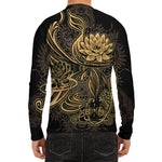Golden Spiritual Koi Carp Print Men's Long Sleeve Rash Guard