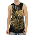 Golden Spiritual Koi Carp Print Men's Muscle Tank Top