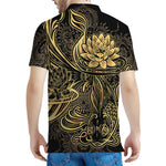Golden Spiritual Koi Carp Print Men's Polo Shirt