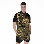 Golden Spiritual Koi Carp Print Men's Rompers