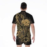 Golden Spiritual Koi Carp Print Men's Rompers